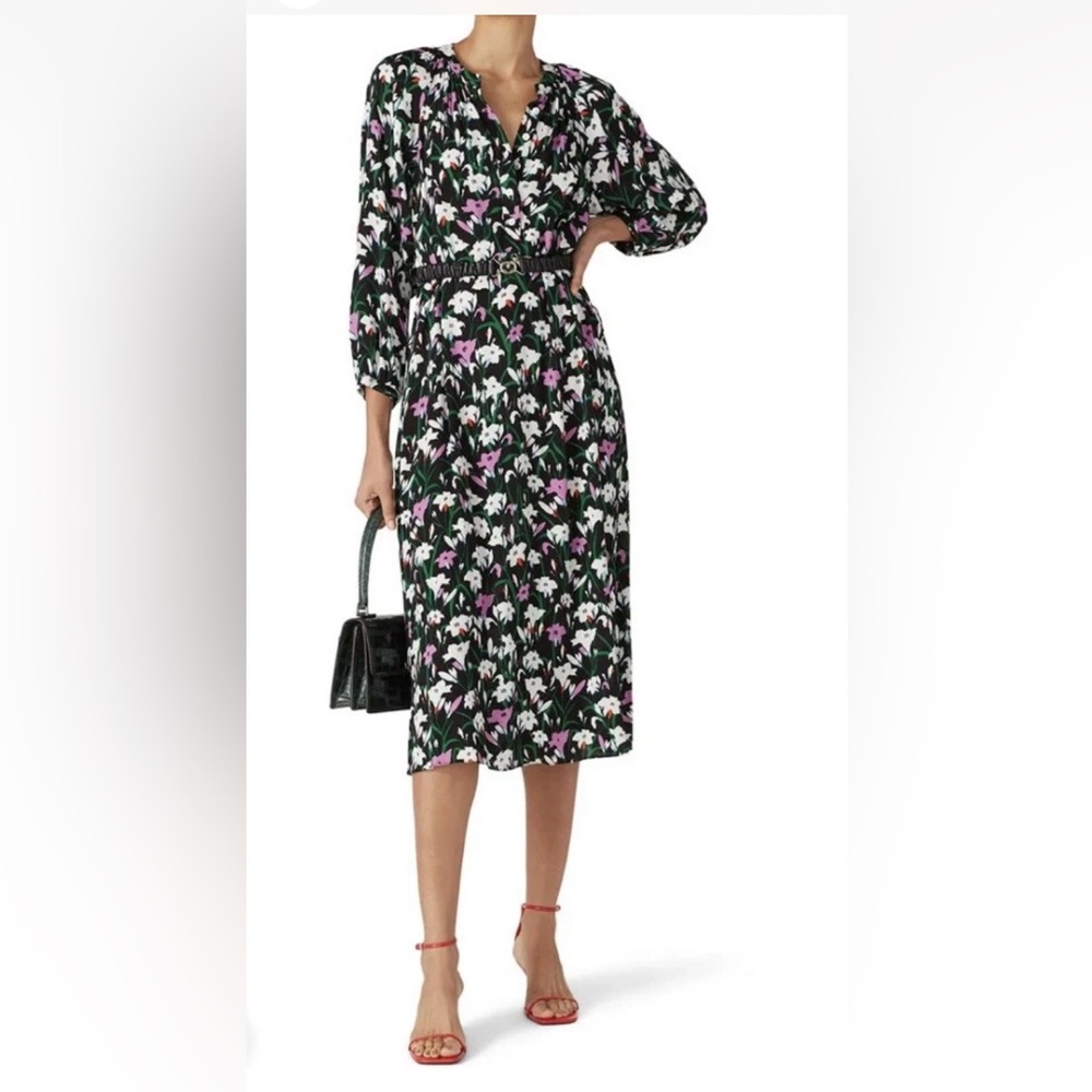 Veronica Beard Sz 0 Black Floral Printed Casual Cecelia Dress